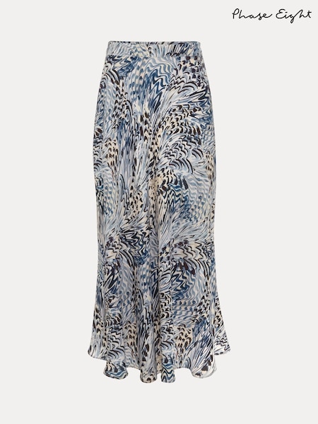 Phase Eight Blue Adola Animal Print Skirt (W91261) | £79