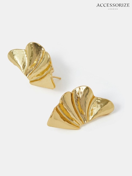 Accessorize 14ct Gold Molten Fan Stud Earrings (W91378) | £22
