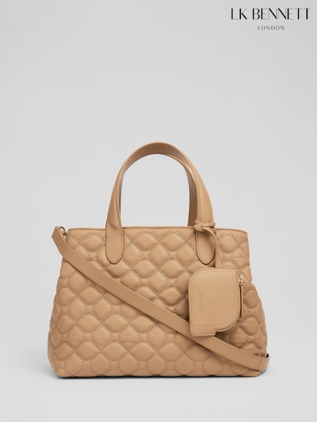 LK Bennett Brown Olivia Grained Leather Oloid Tote Bag (W91397) | £299