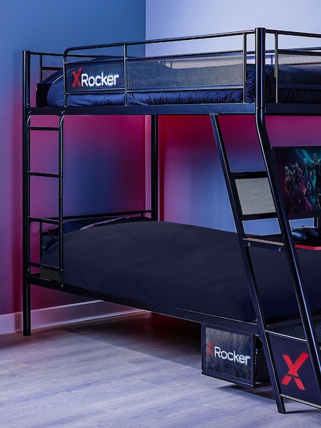 X Rocker Black Armada Dual Bunk Bed With Gaming Desk (W91411) | £400