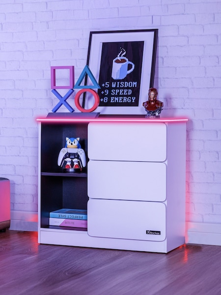 X Rocker White Carbon Tek Chest Of Drawers (W91413) | £150