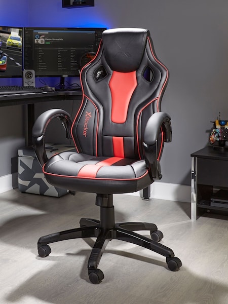 X Rocker Red Maverick Height Adjustable Office Gaming Chair With Natural Lumbar Support (W91414) | £140