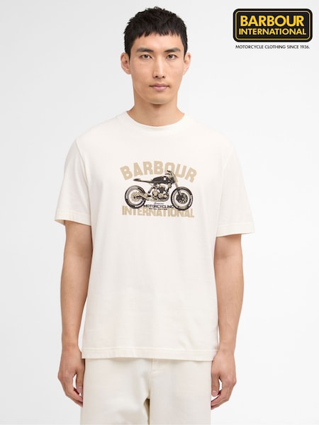 Barbour International White Shifter Graphic Print T-Shirt (W91448) | £40