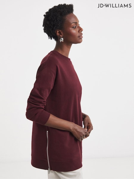 JD Williams Red Side Zip Longline Sweatshirt (W91485) | £27