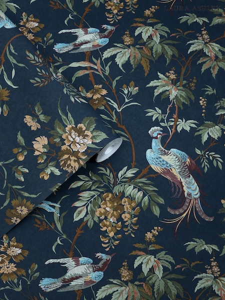 Laura Ashley Midnight Attleton 10M Wallpaper (W91512) | £48