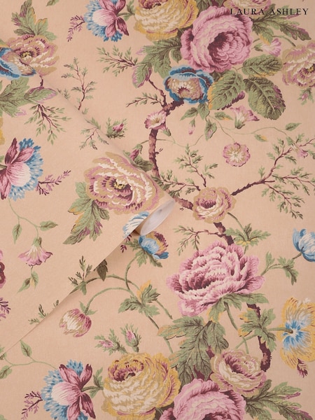 Laura Ashley Plaster Pink Uffington Roses 10M Wallpaper (W91514) | £48