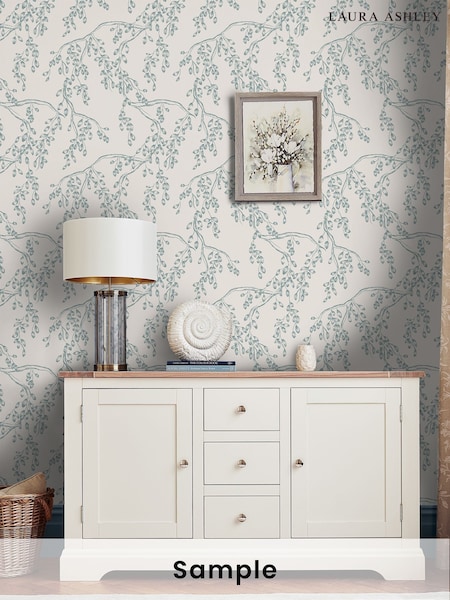 Laura Ashley Newport Blue Rainham Willow A4 Wallpaper Sample (W91528) | £1