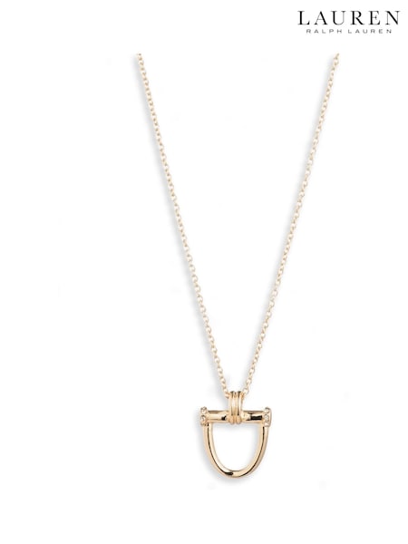 Lauren Ralph Lauren Gold Tone 16" Horsebit Pendant Necklace (W91628) | £60