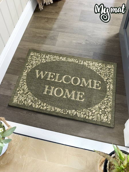 My Mat Green Floral Welcome Home Mat (W92111) | £20