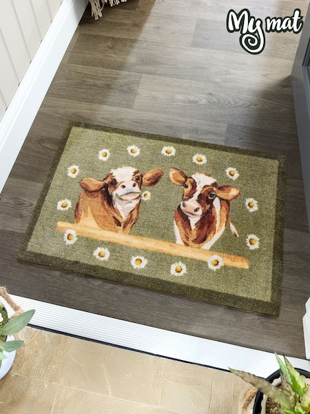 My Mat Green Daisy Cow Print Mat (W92131) | £20
