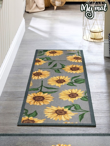 My Mat Grey Sunflowers Runner (W92132) | £37