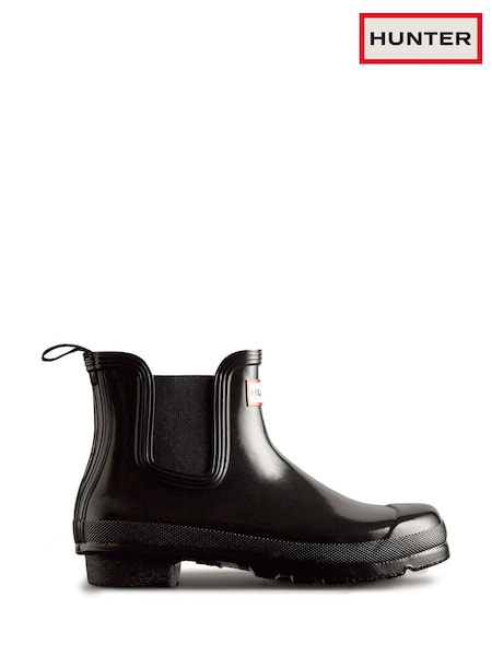 Hunter Womens Original Chelsea Gloss Black Boots (W92139) | £95