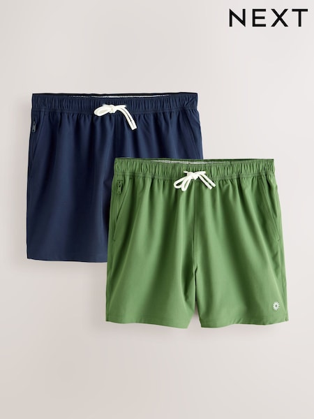 Navy Blue/Green Motion-flex 5 Inch Swim Shorts 2 Pack (W92229) | £34