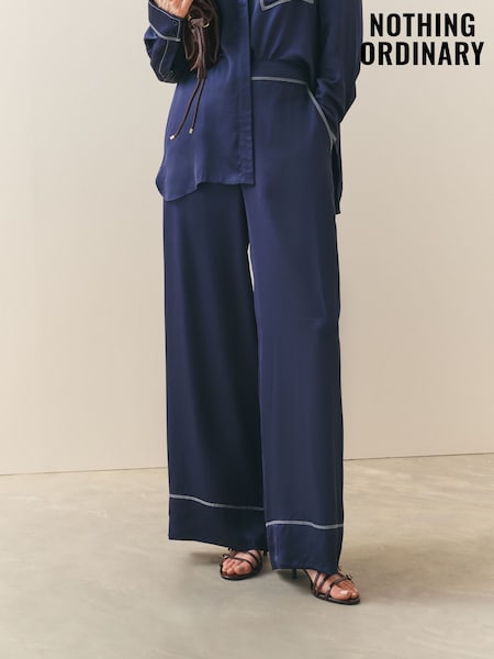 Nothing Ordinary Navy Contrast Stitch Trousers (W92308) | £65
