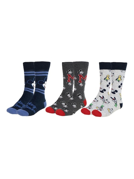 Peers Hardy Mickey Print Black Socks 3 Pack (W92406) | £0