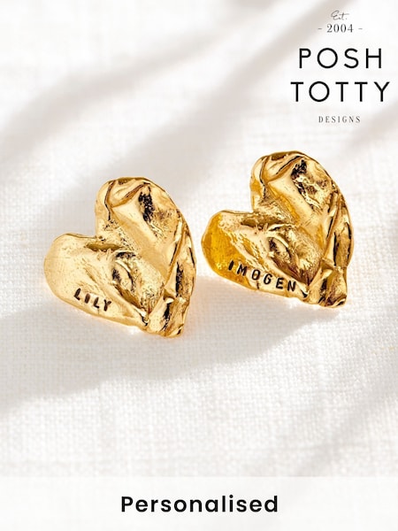 Personalised Fortune Heart Charm Earrings by Posh Totty Designs (W92418) | £95
