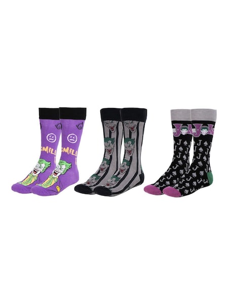 Peers Hardy Batman Joker Print Black Socks 3 Pack (W92424) | £0