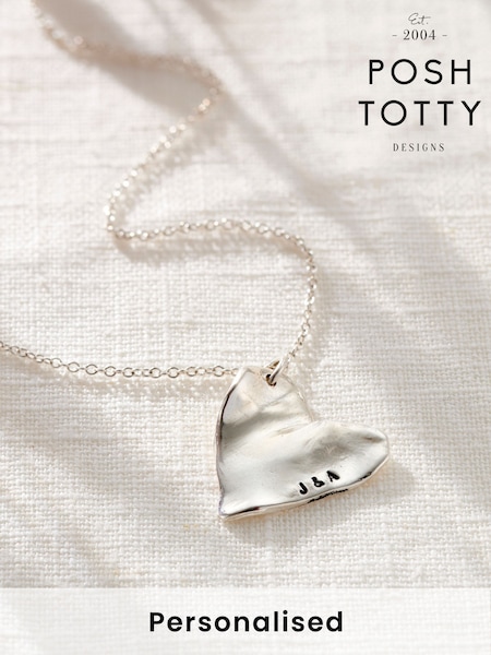 Personalised Fortune Heart Charm Necklace by Posh Totty Designs (W92428) | £75