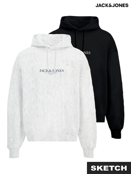 JACK & JONES Black 2 Pack Logo Hoodies (W92451) | £55