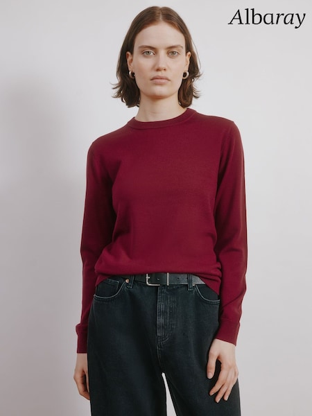Albaray Red Fine Merino Wool Jumper (W92504) | £79