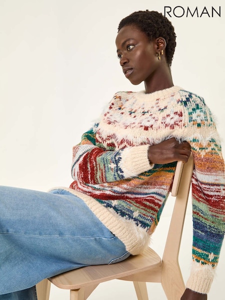 Roman White Fairisle Ombre Knit Jumper (W92685) | £58
