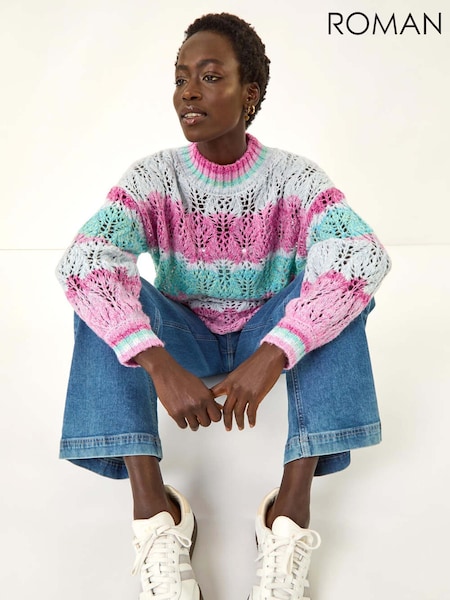 Roman Pink Ombre Stripe Knit Jumper (W92697) | £45