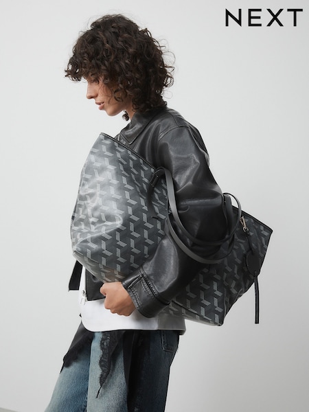 Grey Printed Shoulder Bag (W92729) | £38