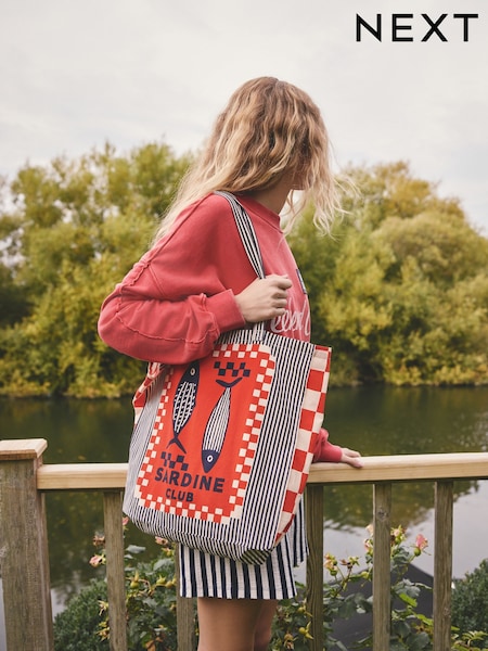 Print Sardine Print 100% Cotton Shopper Bag (W92851) | £10