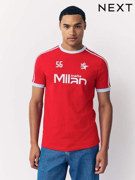 Red Football Graphic Print T-Shirt (W92979) | £18