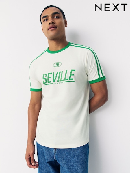White Football Graphic Print T-Shirt (W92981) | £18