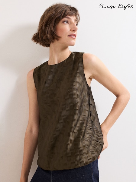 Phase Eight Green Zula Bubble Hem Top (W93106) | £75