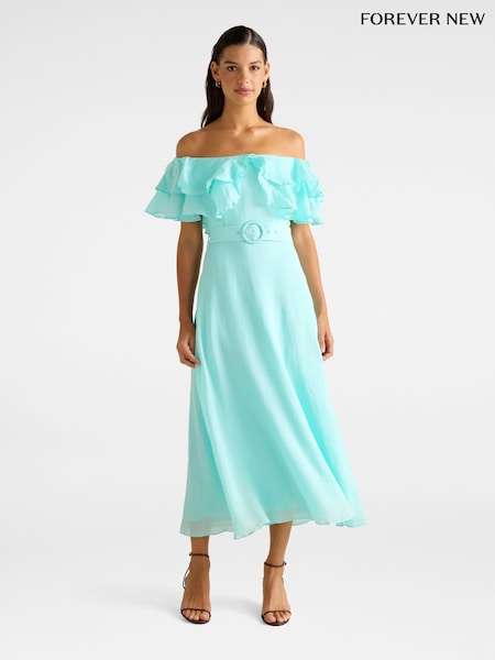 Forever New Blue Jemima Ruffle Midi Dress (W93158) | £100
