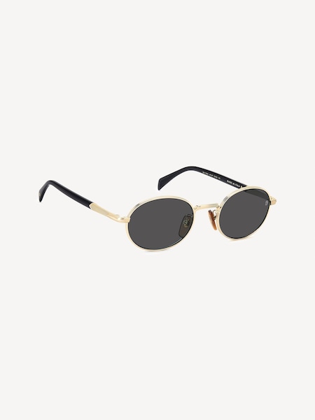 Eyewear by David Beckham Oval Sunglasses in Gold and Black (W93350) | £215