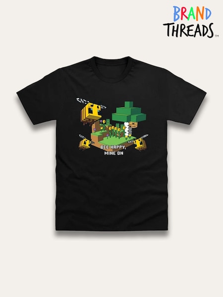 Brand Threads Black Minecraft T-Shirt (W93386) | £16