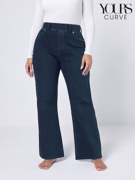 Yours Curve Navy Blue Wide Fit Wide Leg Jeans (W93545) | £29
