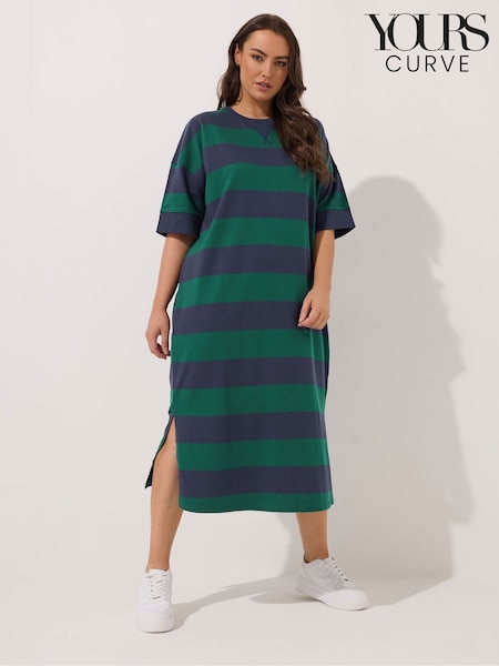 Yours Curve Blue Heavyweight Throw On Dress (W93548) | £32
