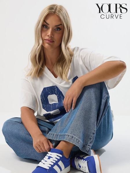 Yours Curve Blue Wide Fit Wide Fit Padded Skate Trainers (W93551) | £34