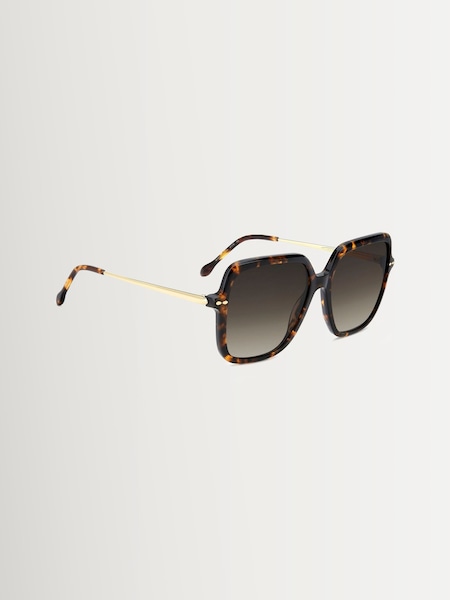 Isabel Marant Brown Oversized Square Sunglasses in Havana and Gold (W93601) | £200