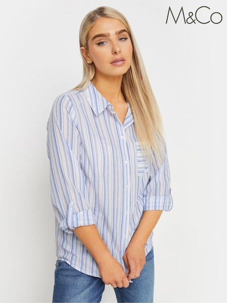 M&Co White 100% Cotton Striped Shirt (W93653) | £29