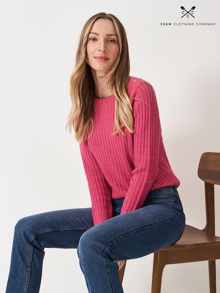 Crew Clothing Pink Tillie Textured Stitch Jumper (W93665) | £49
