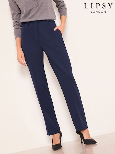 Lipsy Navy Blue Petite Tailored Tapered Trousers (W93771) | £36
