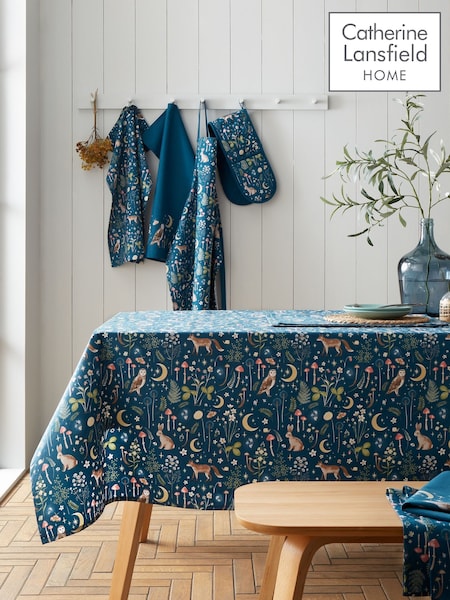 Catherine Lansfield Navy Blue Enchanted Twilight Animals Cotton Table Cloth (W93908) | £27