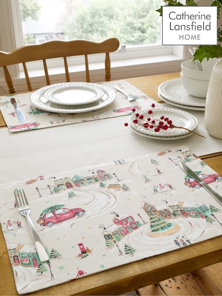 Catherine Lansfield Natural Christmas Town Cotton Dining Placemat (W93914) | £18