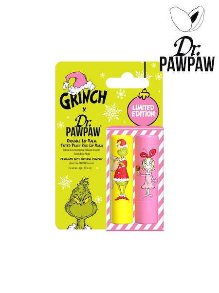 Dr. PAWPAW x Grinch Original Lip Balm and Tinted Peach Pink Lip Balm (W93915) | £9.50