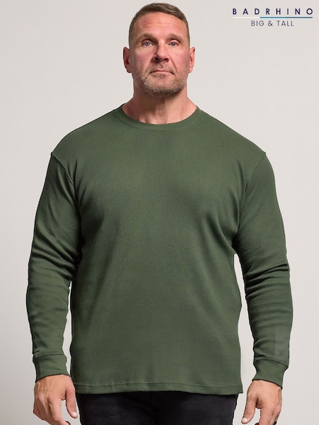 BadRhino Big & Tall Green Waffle Long Sleeve T-Shirt (W94204) | £24