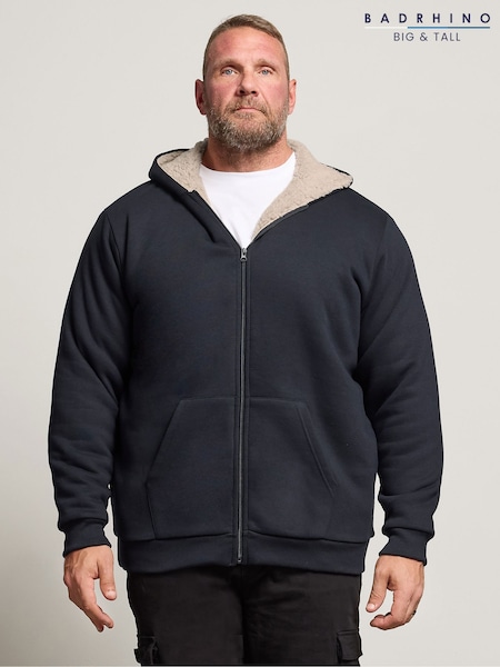 BadRhino Big & Tall Blue Borg Lined Zip Thru Jumper (W94205) | £45