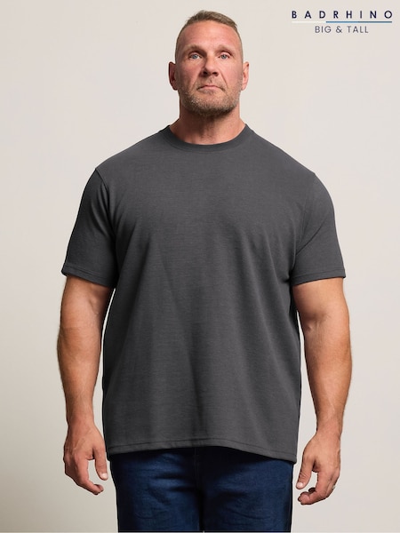 BadRhino Big & Tall Grey Ottoman Ribbed T-Shirt (W94212) | £22