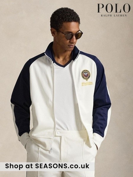 Ceramic White & Refined Navy - Regular Polo Ralph Lauren Wimbledon Full Zip Classic Fit Tricot Track Jacket