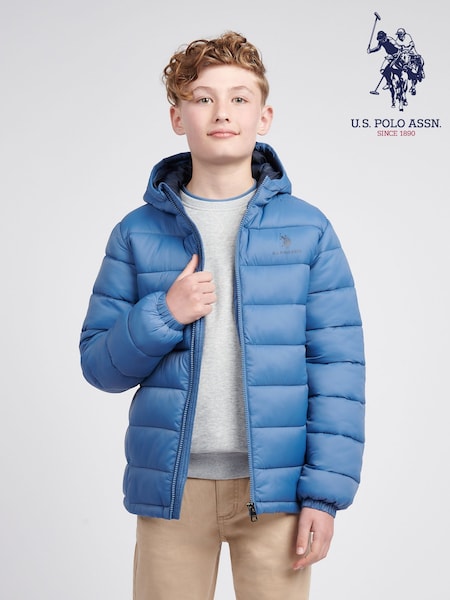 U.S. Polo Assn. Blue Hooded Quilted Jacket (W94512) | £65 - £78