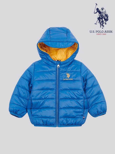 U.S. Polo Assn. Blue Hooded Quilted Jacket with Peak (W94519) | £50